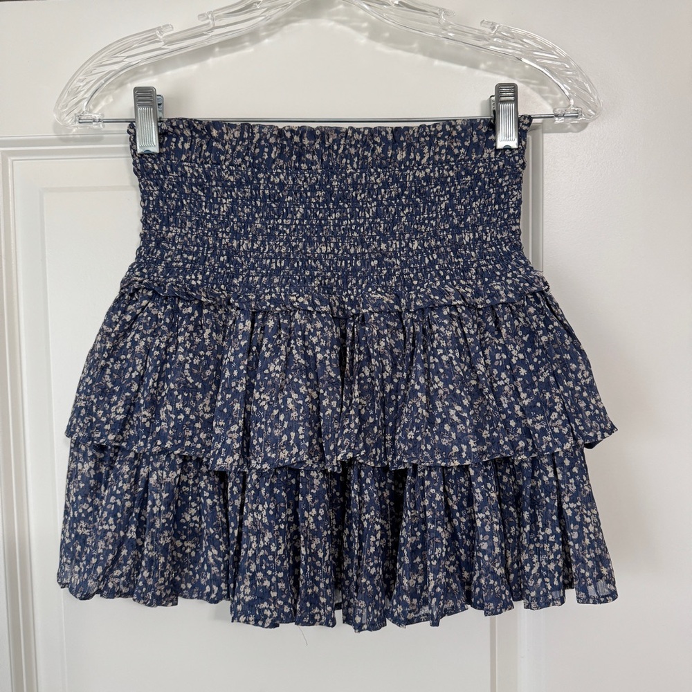 Reset Small Blue Ditzy Floral Ruffled Mini Skirt ~ Fairy Coquette Feminine